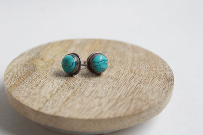 Turquoise 92.5 Sterling Silver Statement Studs