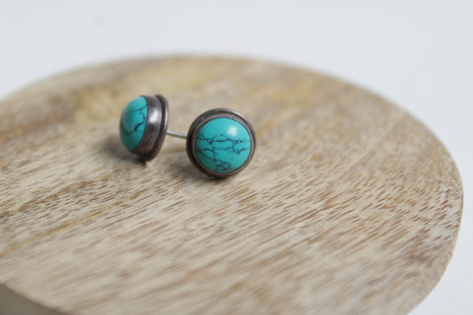 Turquoise 92.5 Sterling Silver Statement Studs